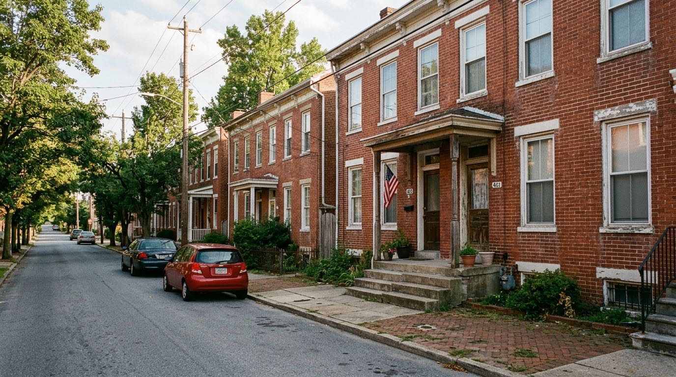 Hagerstown MD brick rowhouse neighborhood — sell your home fast for cash
