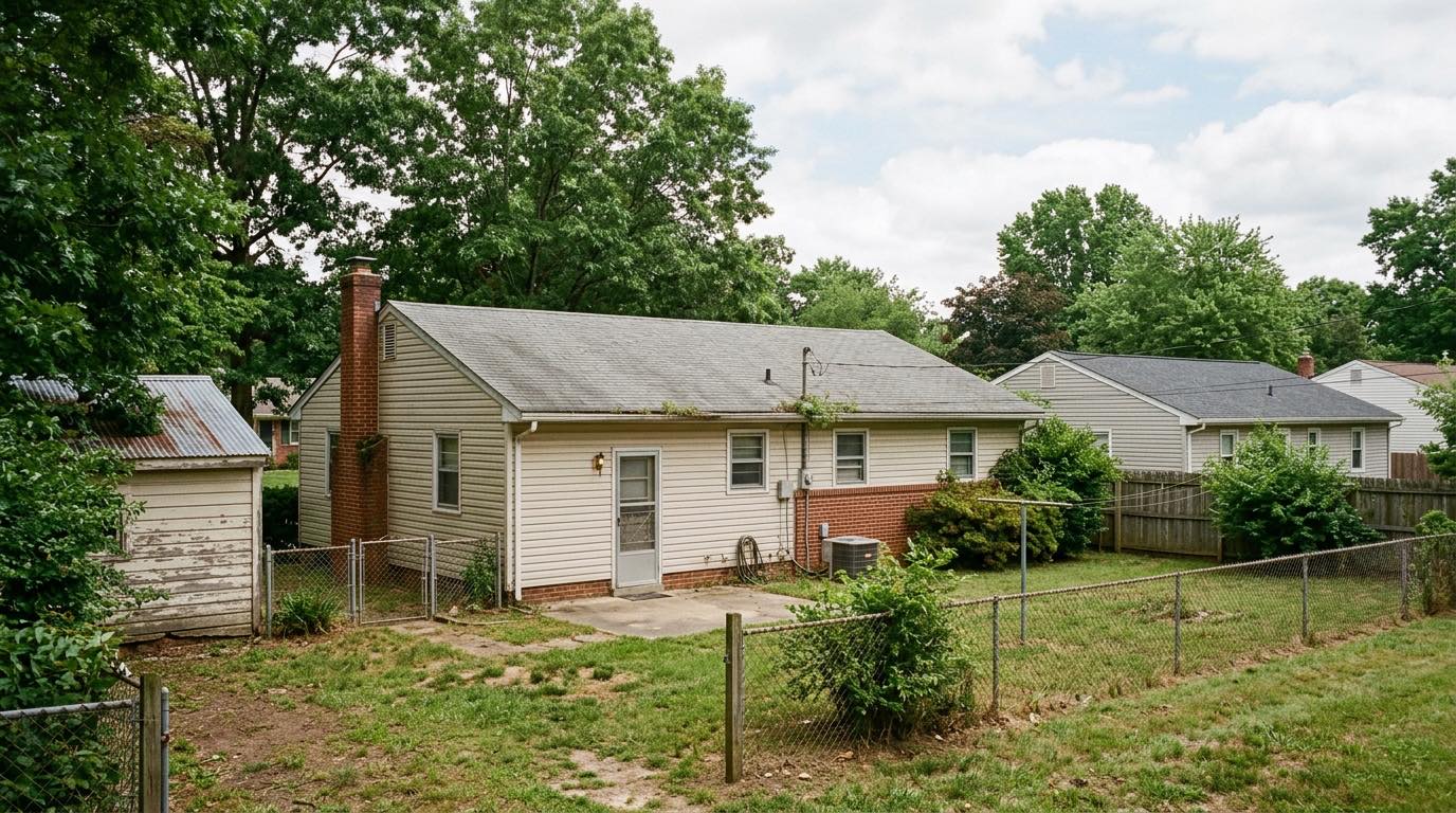 Lexington Park MD ranch home back yard and exterior — sell as-is