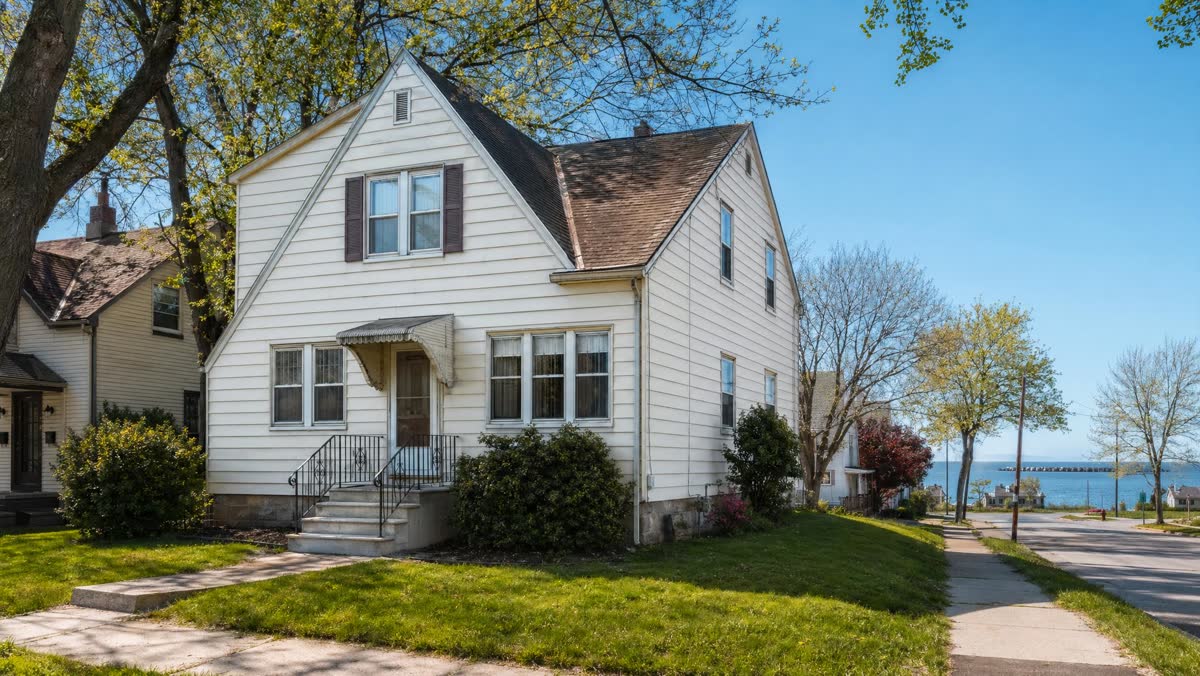 Representative Erie PA home near Lake Erie bayfront on a bright clear day