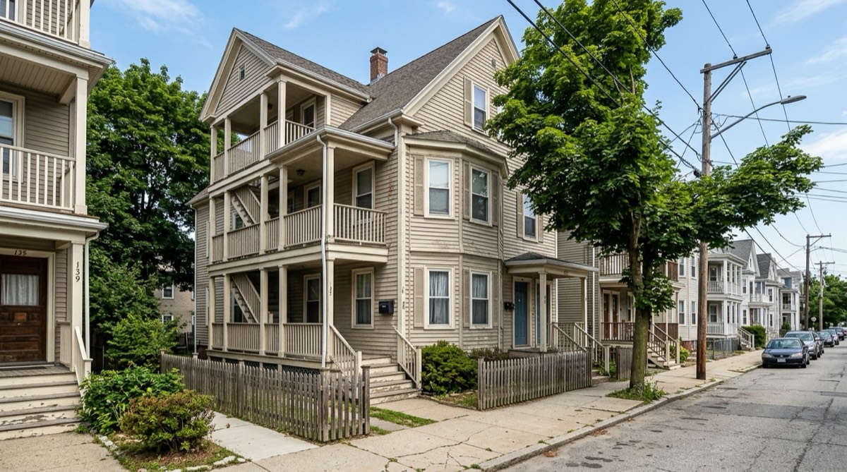 Providence Rhode Island triple-decker residential home exterior