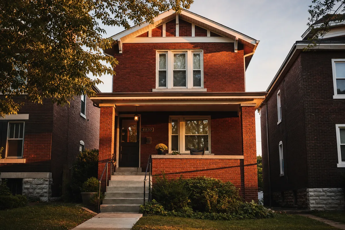 St. Louis MO homes — red brick row houses in South City