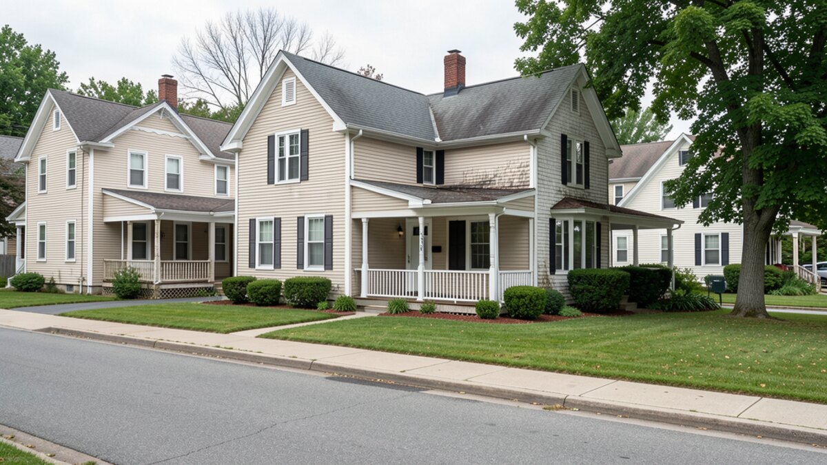 older modest Altoona Pennsylvania front-porch home on a quiet residential street
