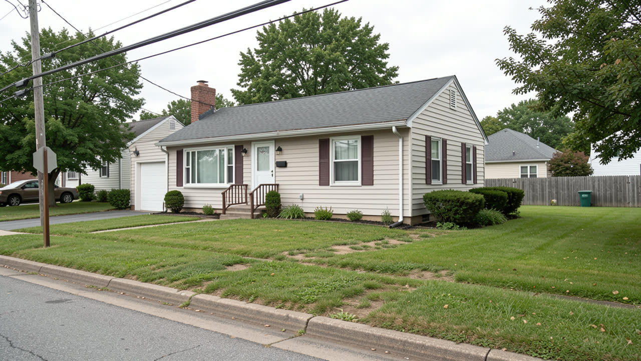 Modest Ashland Ohio ranch or Cape Cod style home with a compact yard