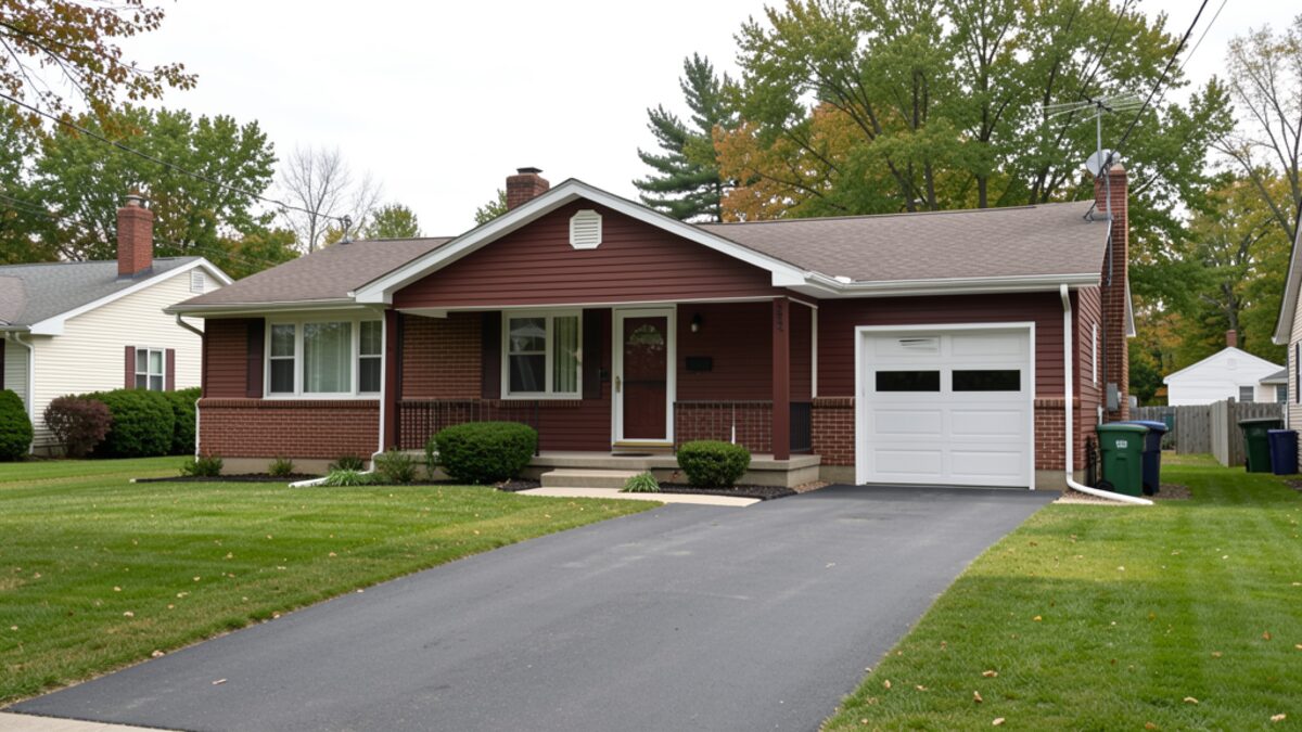 Modest Auburn IN ranch or bungalow driveway