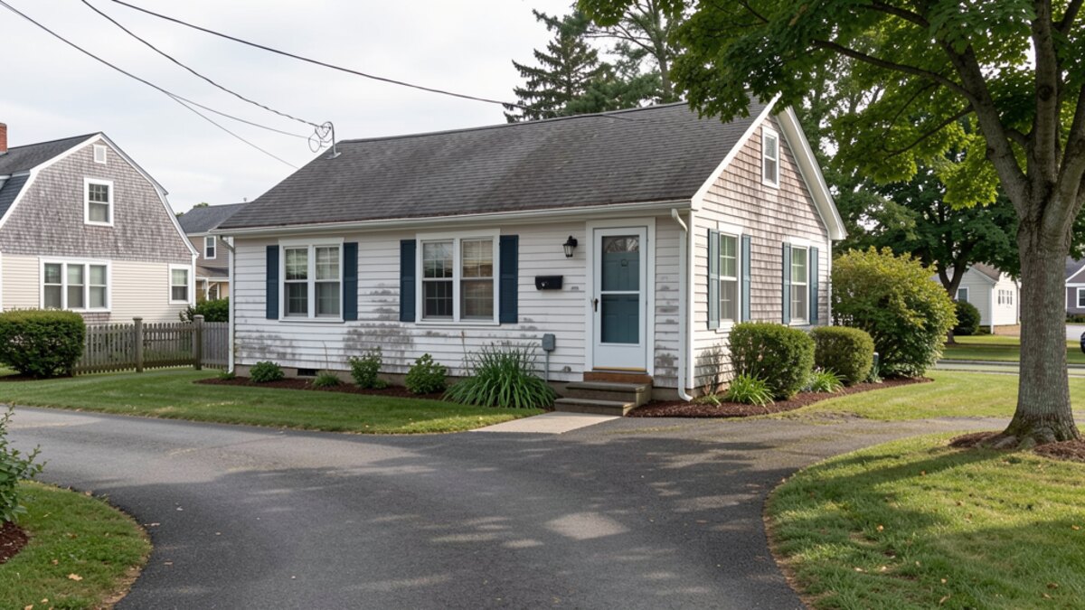 modest Barnstable Town Massachusetts ranch or small coastal cottage with driveway