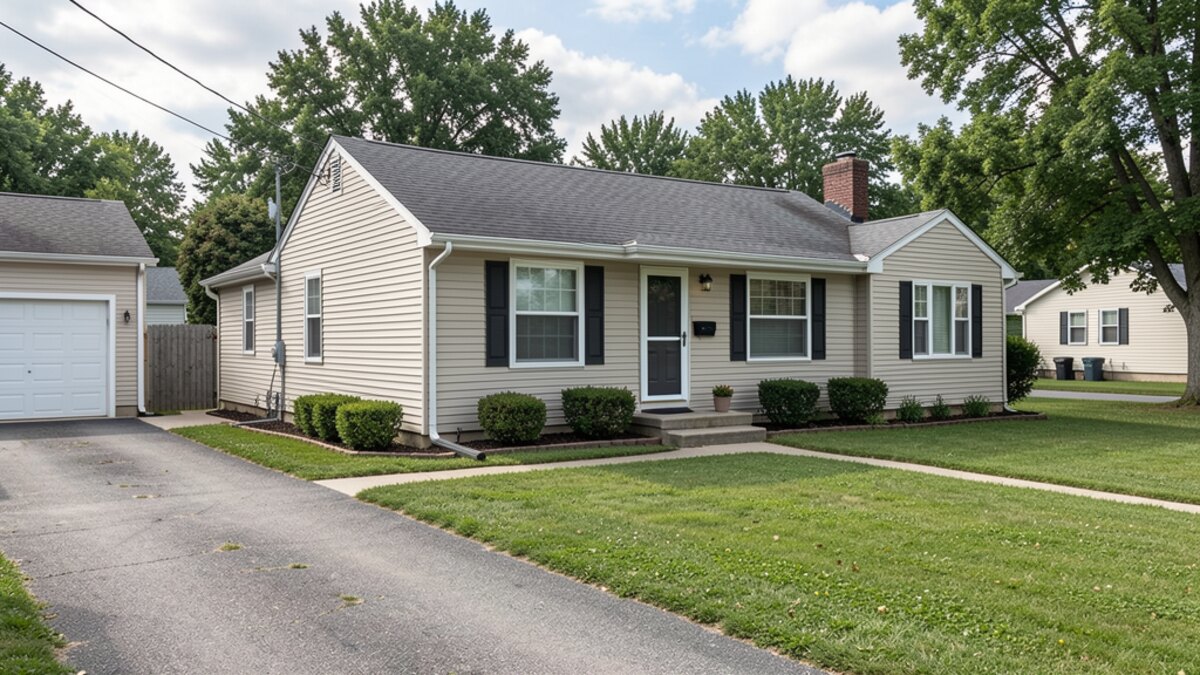 Bellefontaine Ohio small ranch house or bungalow with compact yard and driveway