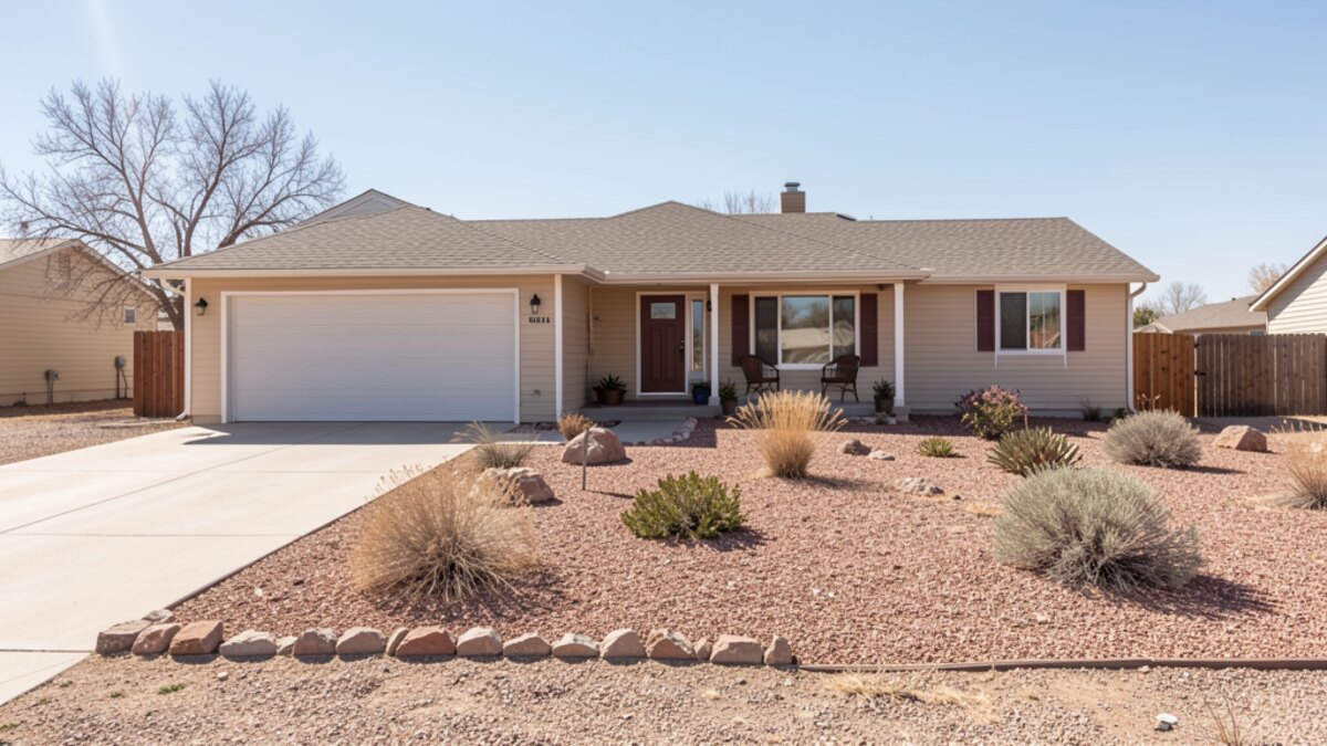 modest Carson City Nevada ranch home with driveway and xeriscape yard