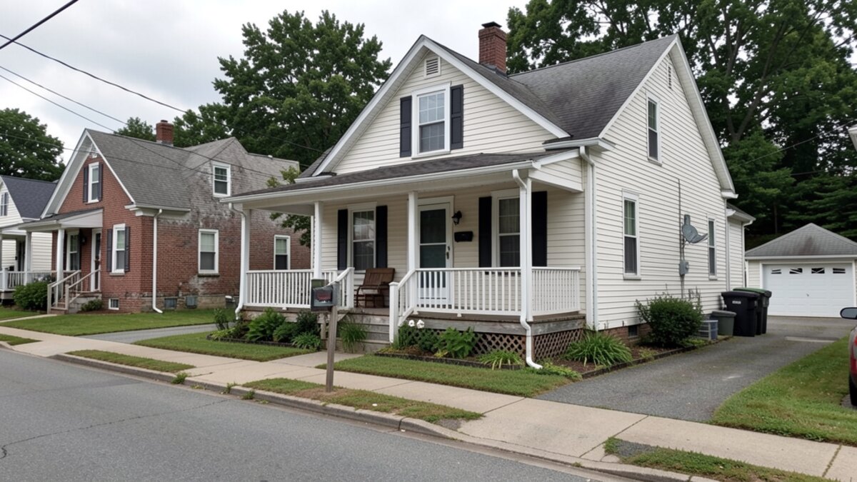older modest Charleston West Virginia front-porch home on a quiet residential street