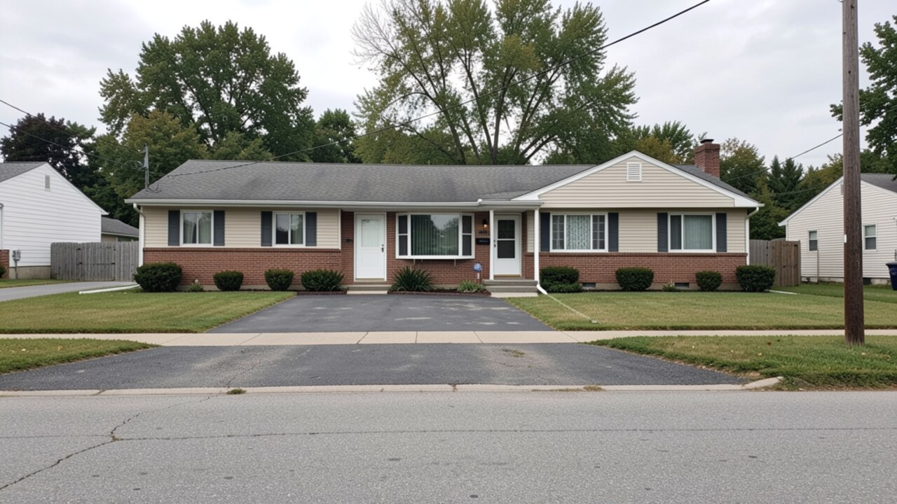 Modest Fremont OH ranch or bungalow driveway