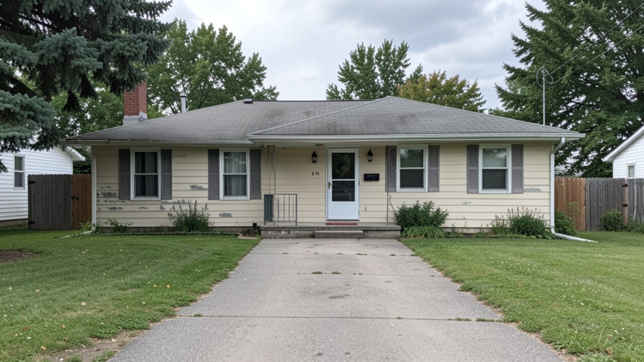 Modest Hutchinson MN ranch or bungalow driveway