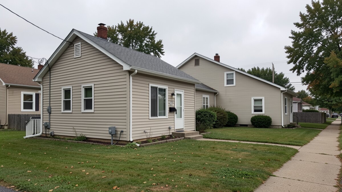 older small rental duplex or compact multifamily property in Lincoln Illinois
