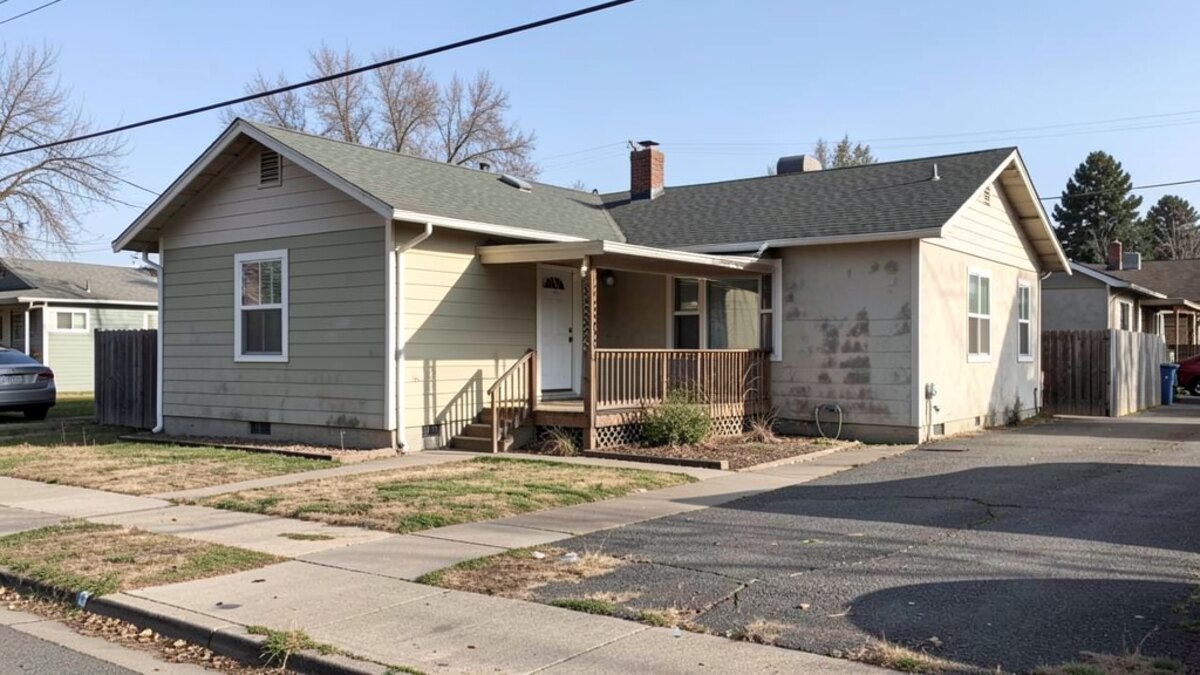 Modesto California older duplex or small rental property in a modest Stanislaus County residential area