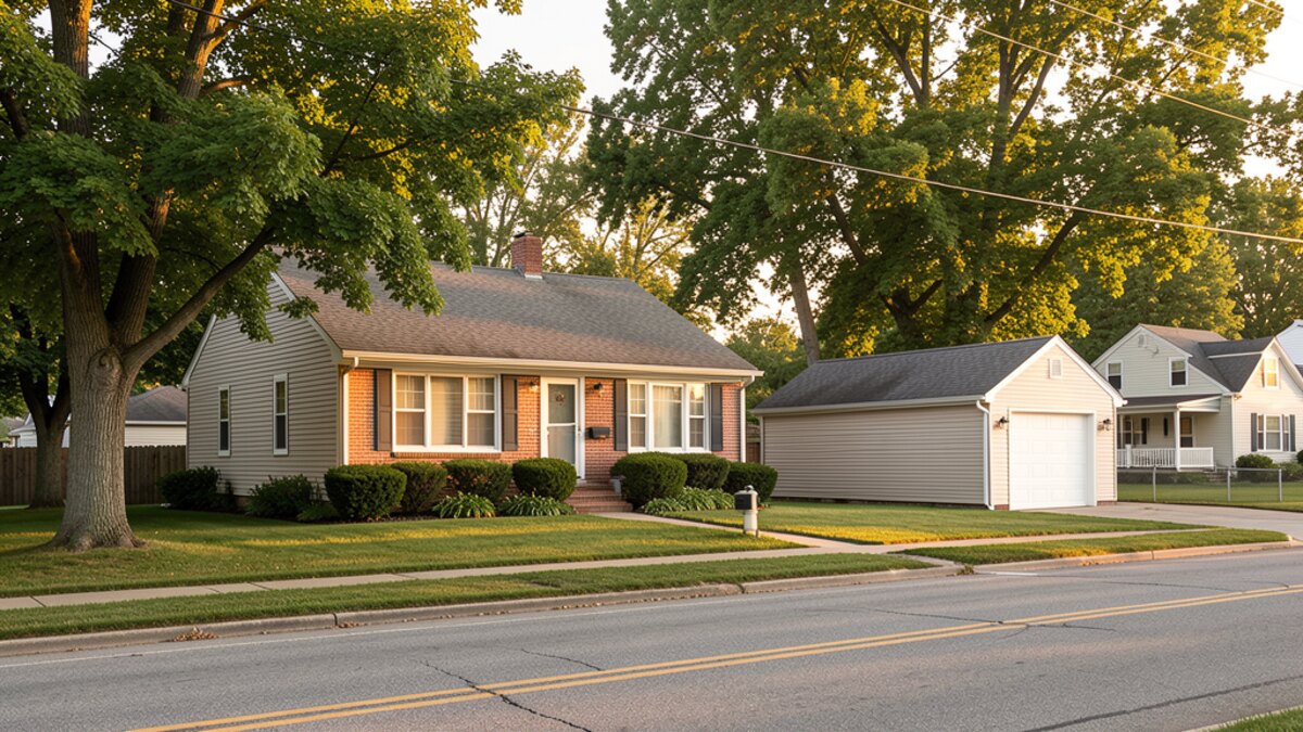 Monticello Indiana small-town bungalow and detached garage