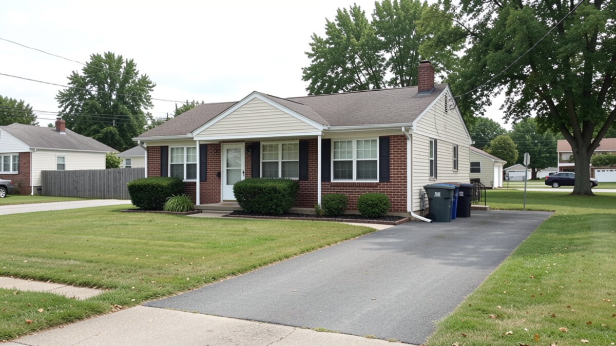Owensboro Kentucky small ranch house or bungalow with compact yard and driveway