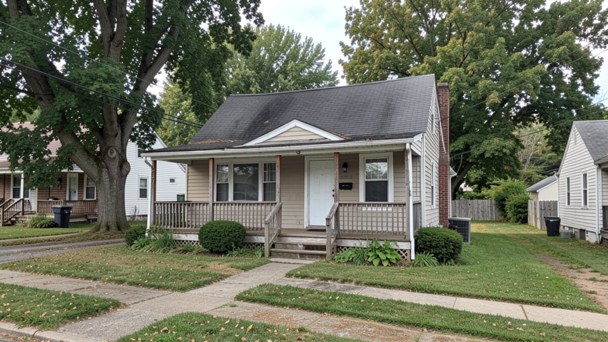 Parkersburg West Virginia older duplex or small rental property exterior in a modest neighborhood