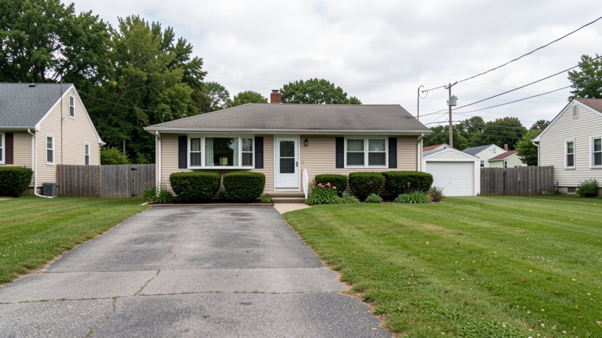 Plattsburgh New York small ranch house or bungalow with compact yard and driveway