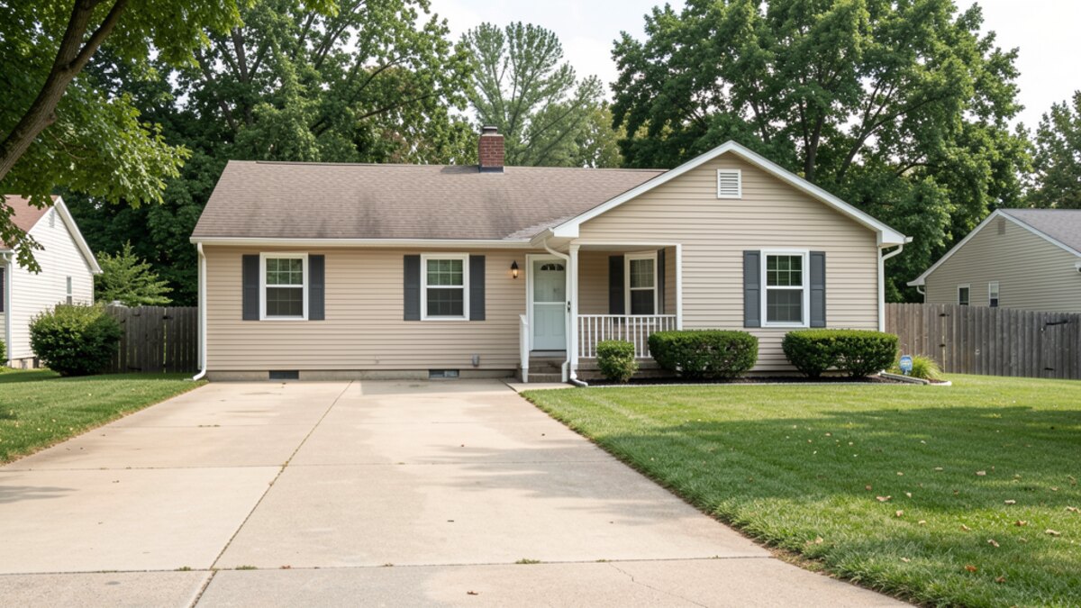 modest Pontiac Illinois ranch house with driveway and small yard