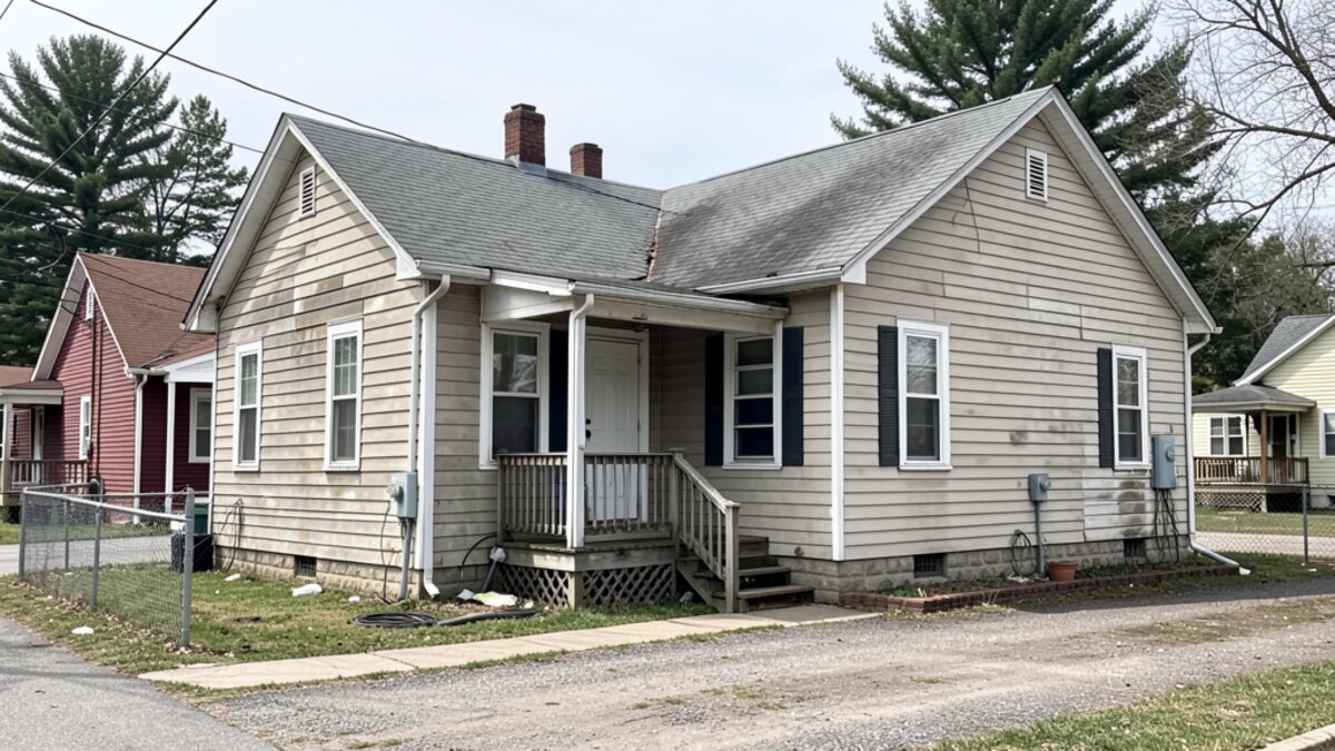 Pottsville Pennsylvania older duplex or small rental property exterior in a modest coal-region neighborhood