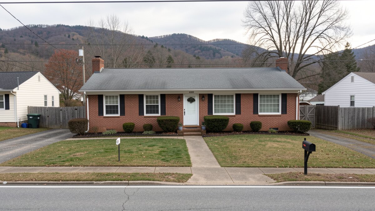 modest Roanoke Virginia brick ranch house with driveway and small yard