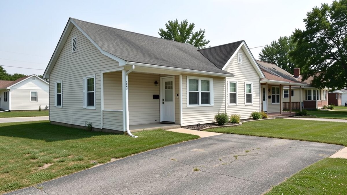 older small rental duplex or compact multifamily property in Rochelle Illinois