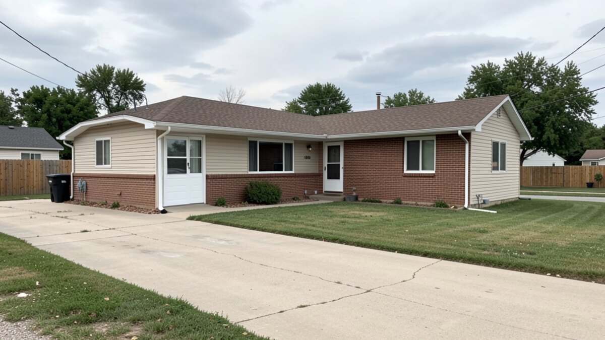 modest Salina Kansas ranch or bungalow with driveway and small yard