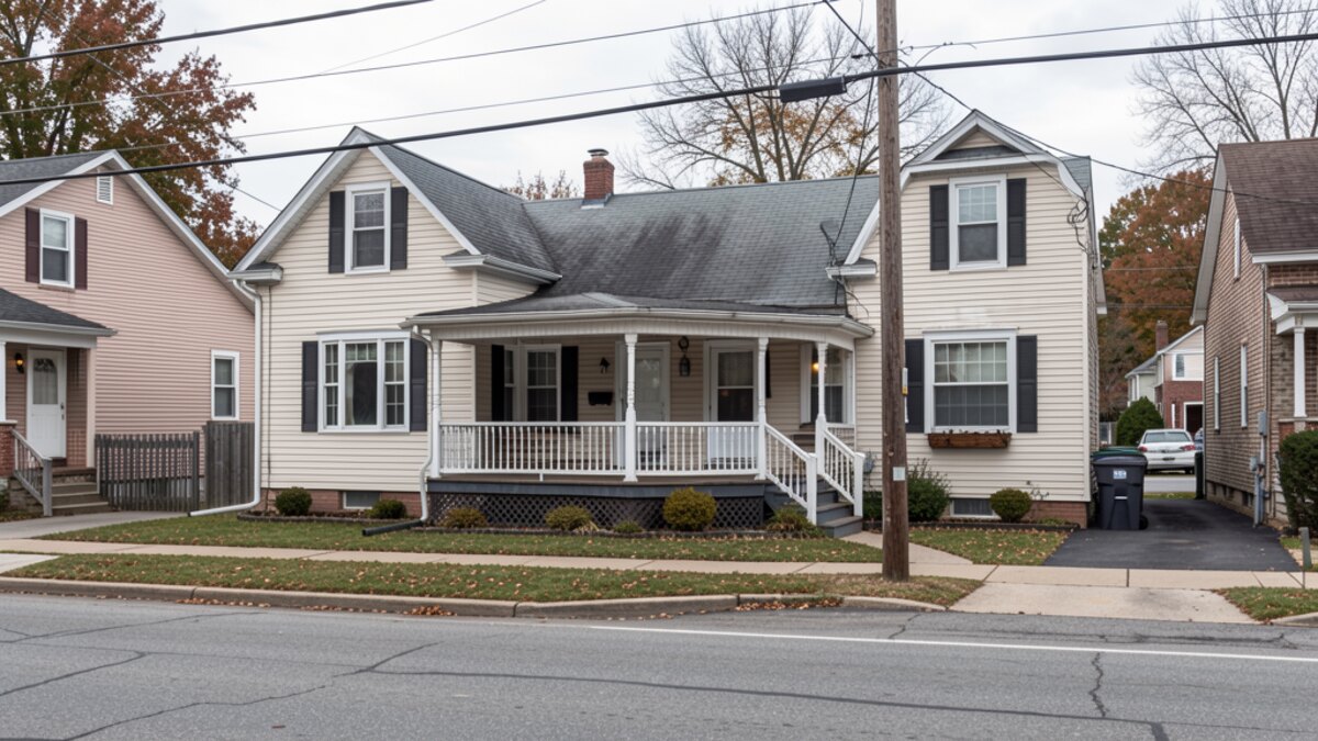 Sunbury Pennsylvania older duplex or small rental property exterior in a modest neighborhood