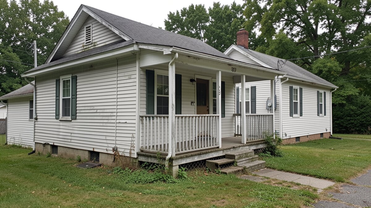 Sunbury Pennsylvania small bungalow or row-style house with porch and older exterior