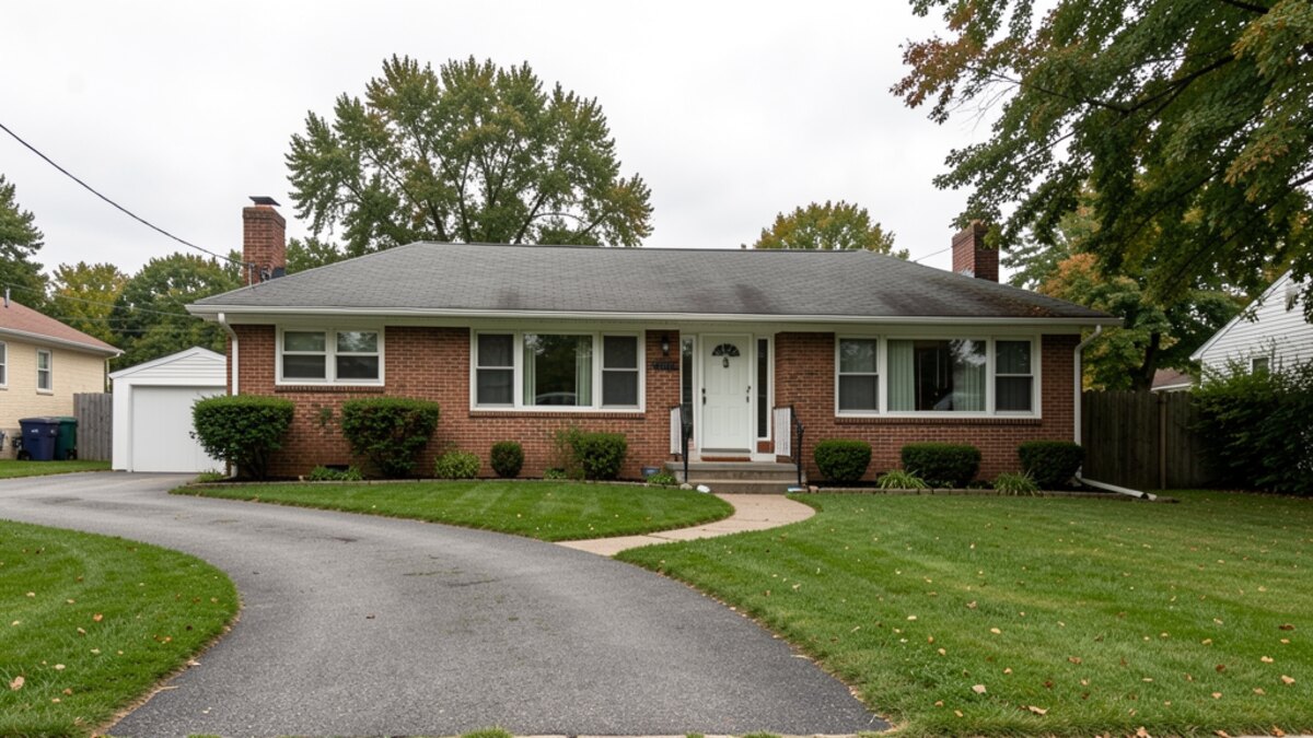 modest Syracuse New York ranch or bungalow with driveway and small lawn