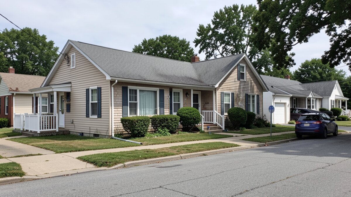 Vineland New Jersey older duplex or small rental property exterior in a modest South Jersey neighborhood