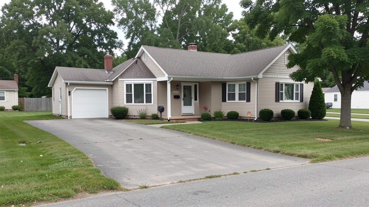 Modest Wapakoneta OH ranch or bungalow driveway
