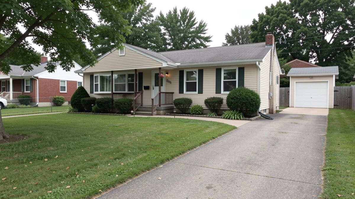 modest Wooster Ohio ranch or bungalow with driveway and small yard